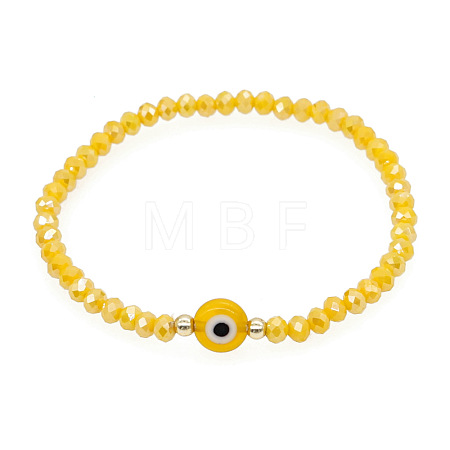 Glass & Brass Beads Stretch Bracelets IC9410-5-1