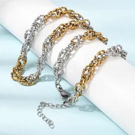 6MM Duo Tone 304 Stainless Steel Textured Rope Chain Necklaces SA-CBA70A3-01GP-1