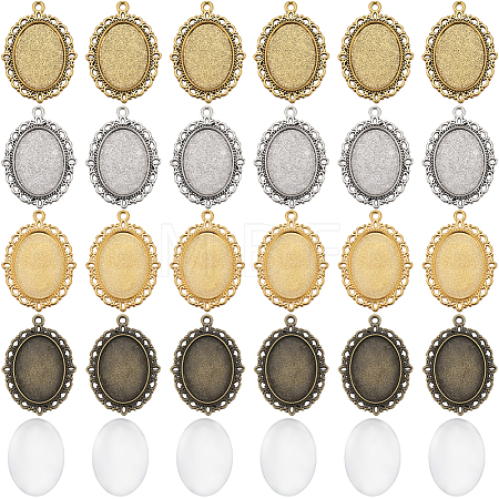 DIY Blank Oval Dome Pendant Making Kit DIY-SC0023-72-1