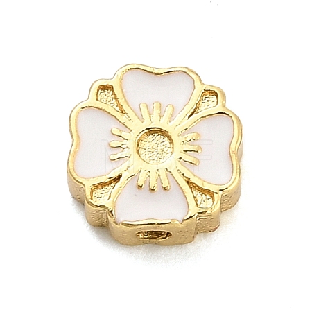 Flower Brass Enamel Bead Rhinestone Settings KK-H527-01G-02-1