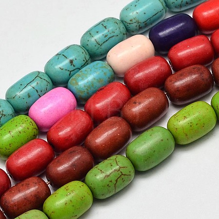 Dyed Barrel Synthetic Turquoise Beads Strands G-M142-M-1