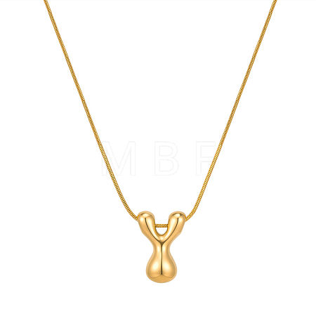 304 Stainless Steel Alphabet Pendant Necklaces for Men and Women GP1122-25-1