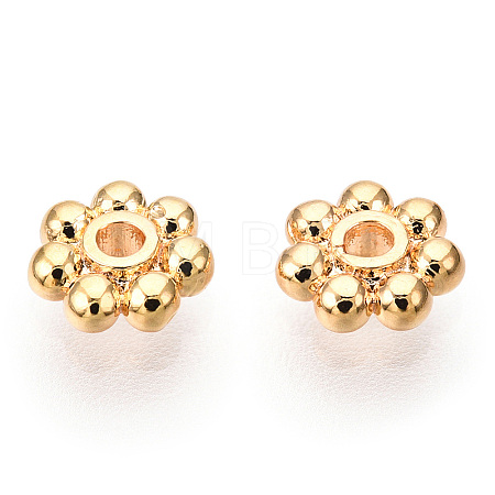 Brass Daisy Spacer Beads KK-T014-43G-1