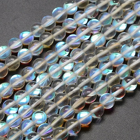 Synthetic Moonstone Beads Strands G-F143-8mm-03-1