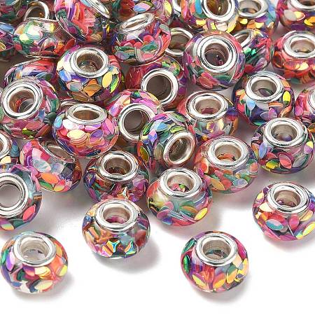 Transparent Resin Rondelle European Beads RESI-S023-33-1