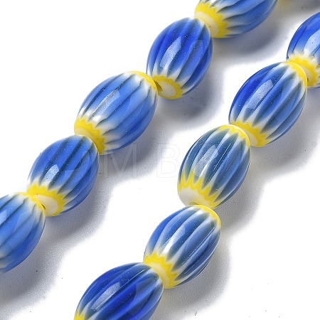Handmade Millefiori Lampwork Beads Strands LAMP-F035-12O-1