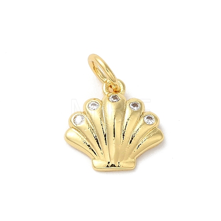 Rack Plating Brass Clear Cubic Zirconia Charms KK-Z056-28G-1