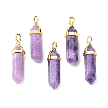 Natural Lepidolite/Purple Mica Stone Pointed Pendants G-G025-01G-30-1