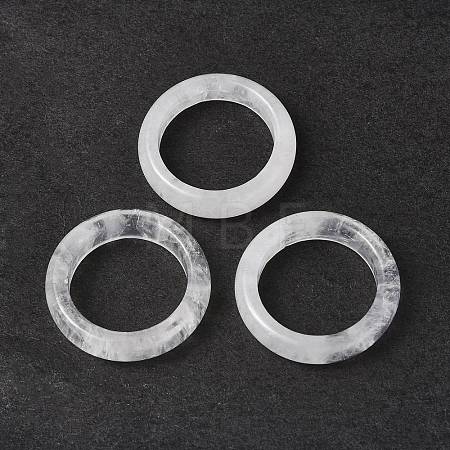Natural Quartz Crystal Plain Band Ring RJEW-P044-01B-09-1