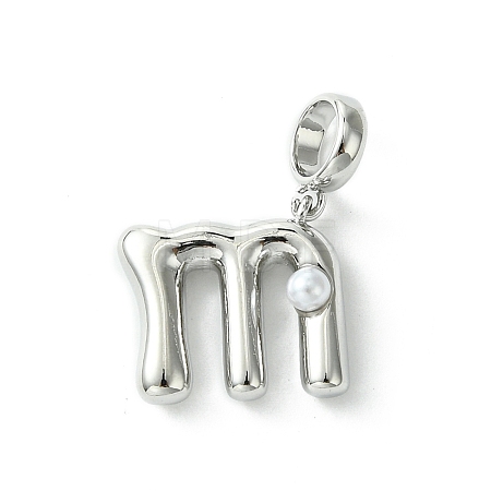Rack Plating Brass with ABS Plastic Pearl European Dangle Charms KK-G501-02M-P-1