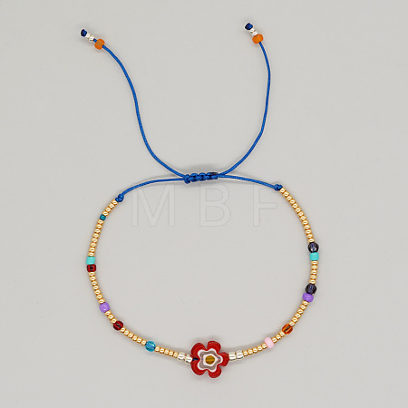 Flower Glass Seed Bead & Glass Beads Braided Bead Bracelets NS0067-1-1
