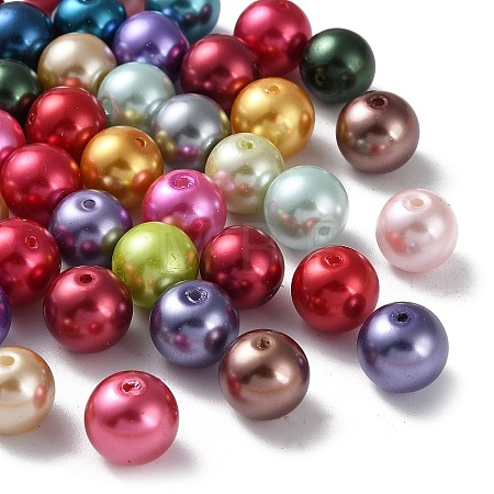 Baking Paint Pearlized Glass Pearl Round Bead Strands HY-Q004-12mm-M-1