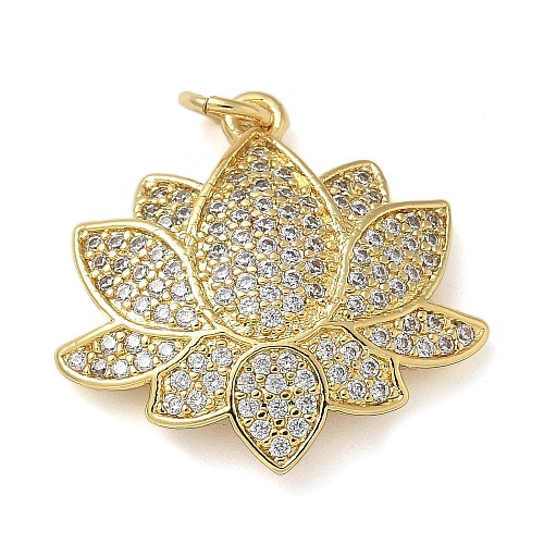 Rack Plating Brass Micro Pave Cubic Zirconia Pendants KK-K392-56G-1