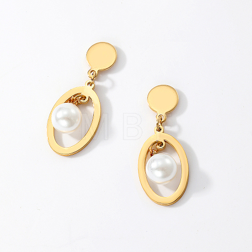 Elegant Classic Stainless Steel Pearl Stud Earrings for Women BL9046-1