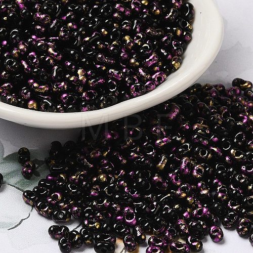 Spray Painted Glass Seed Beads SEED-F005-08A-02-1