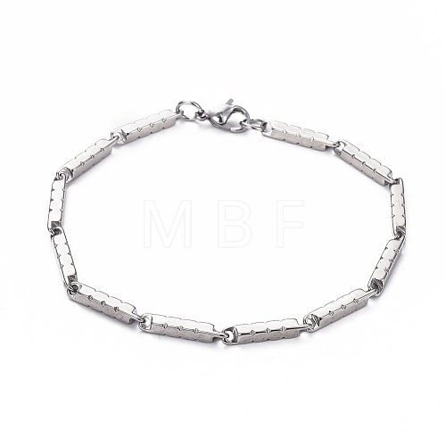 Unisex 201 Stainless Steel Bar Link Chain Bracelets BJEW-L637-36B-P-1