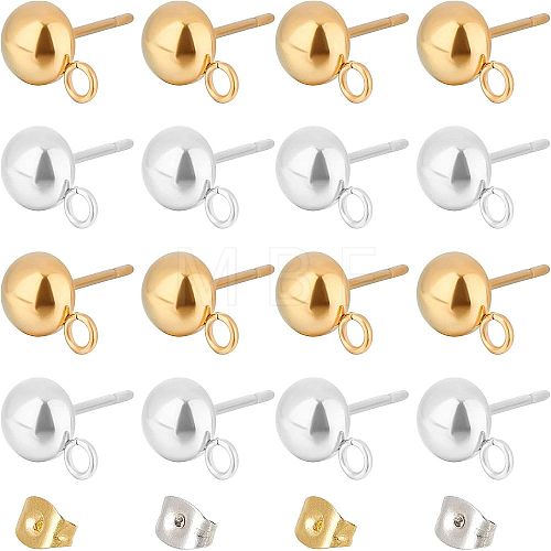 Unicraftale 140Pcs 6 Style 202 Stainless Steel Stud Earring Findings STAS-UN0028-03-1