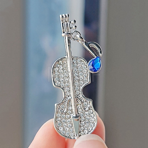 Alloy and Glass Rhinestone Musical Note Brooch PW-WG3A58A-27-1