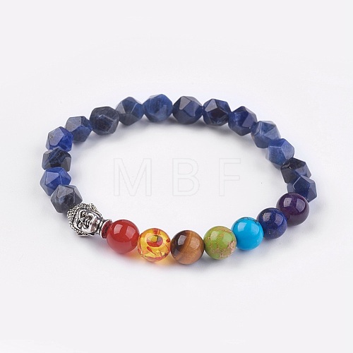 Natural Sodalite Stretch Bracelets BJEW-JB03951-02-1