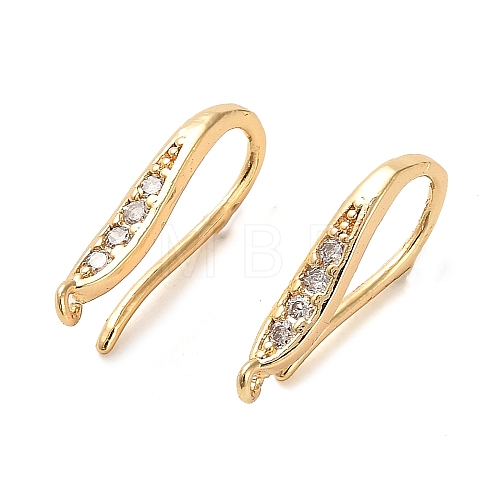 Brass Micro Pave Cubic Zirconia Earring Hooks KK-F870-08G-1