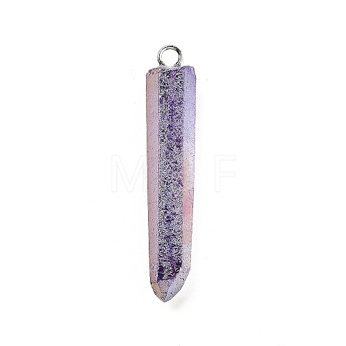 Electroplated Natural Quartz Pendants G-P315-B01-01P-1