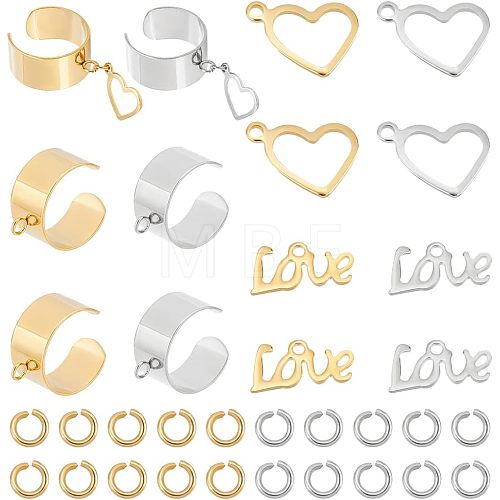 Unicraftale DIY Love Charm Cuff Ring Making Kit STAS-UN0039-60-1