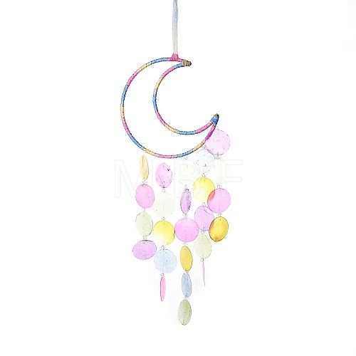 Suede Wrap Iron Moon Hanging Ornaments HJEW-G025-01-1