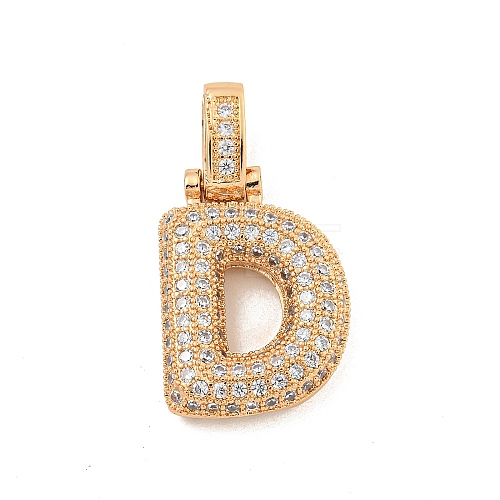 Brass Micro Pave Clear Cubic Zirconia Pendants KK-B099-01G-D-1