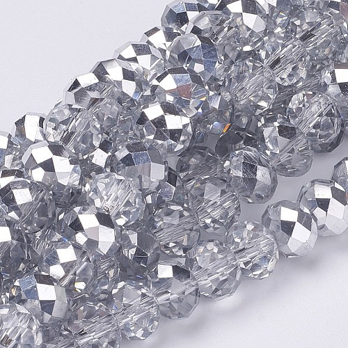 Electroplate Glass Bead Strands GR12MMY-07S-1