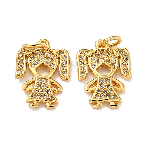 Brass Micro Pave Cubic Zirconia Charms ZIRC-A021-54G-B-1