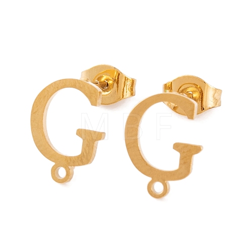 Ion Plating(IP) 304 Stainless Steel Stud Earrings FIND-Q103-01G-G-1