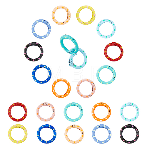 HOBBIESAY 20Pcs 10 Colors Zinc Alloy Spring Gate Rings FIND-HY0002-97-1