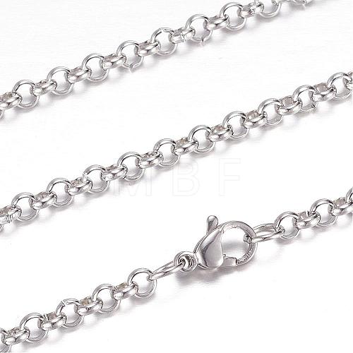 304 Stainless Steel Rolo Chain Necklaces STAS-G083-61P-1