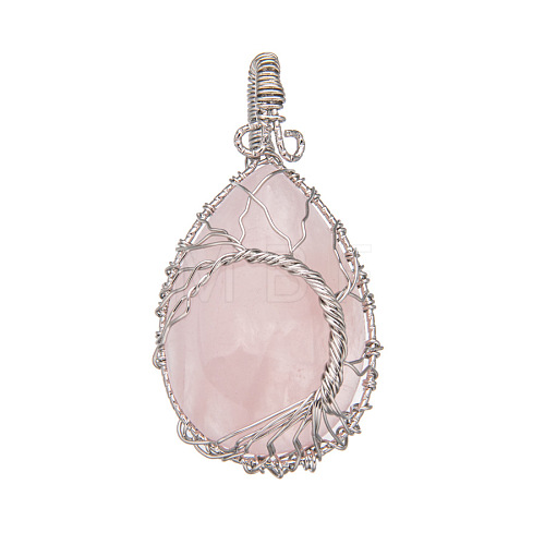 Natural Rose Quartz Pendants PW-WG69354-02-1