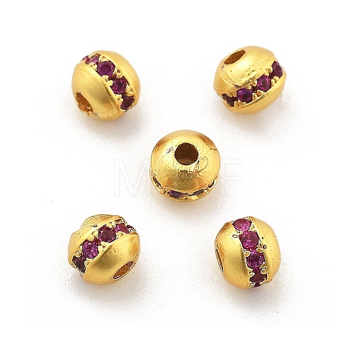 Brass Micro Pave Cubic Zirconia Beads KK-R216-08G-02-1