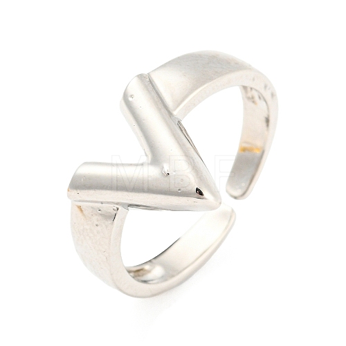 Hollow V-Shaped Brass Open Cuff Rings RJEW-Q781-15P-1