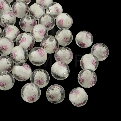 Handmade Luminous Inner Flower Lampwork Beads LAMP-R129-10mm-01-1