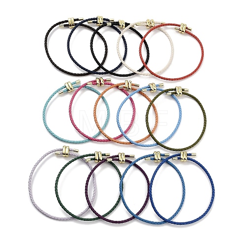 Braided Round Imitation Leather Bracelets Making BJEW-H610-03G-1