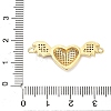 Brass Micro Pave Clear Cubic Zirconia Heart with Bat Wings Connector Charms KK-L229-053G-3