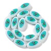 Printing Glass Oval Beads for Necklaces Bracelets Making GLAA-B020-01A-09-3