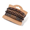 4Pcs 4 Styles PU Imitation Leather Braided Bracelets Sets BJEW-P335-01B-1