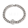 Ion Plating(IP) 304 Stainless Steel Tree of Life Link Chain Bracelets for Men BJEW-B096-43AS-1