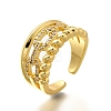 Rack Plating Brass Micro Pave Clear Cubic Zirconia Cuff Finger Rings for Women RJEW-M028-30G-01-2