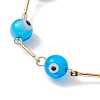 Lampwork Evil Eye Link Chain Bracelets BJEW-JB10045-02-3