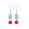 3 Pairs Brass Synthetic Turquoise Dangle Earrings EJEW-JE06589-3