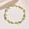 Brass Glass Flower Link Chain Bracelets KK-CBA7DFA-01G-A-3