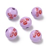 Valentine's Day Spray Painted & Printed Wood European Beads WOOD-L023-03D-1