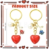 2Pcs Alloy & Brass & Acrylic Pearl Keychains KEYC-YW00248-2