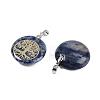 Natural Blue Spot Jasper Flat Round Pendants G-Q188-01P-12-2