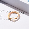 Natural Crazy Agate Round Beaded Stretch Ring with Moonstone RJEW-JR00440-04-2